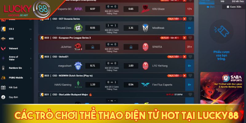 Các trò chơi cá cược điện tử hot tại LUCKY88